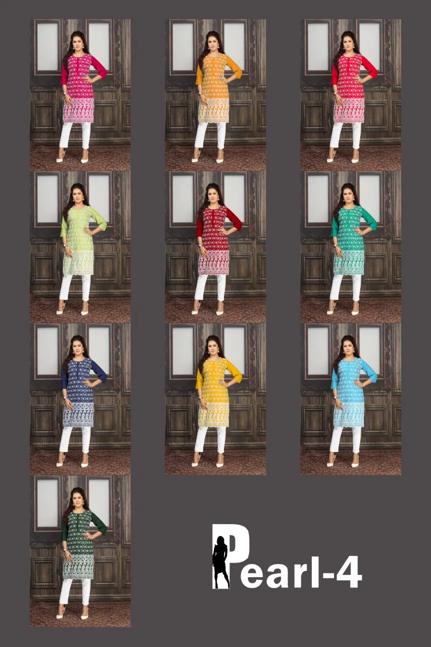 Pearl 4 Ethnic Wear Designer Lucknawi chicken Designer Kurti Collection

